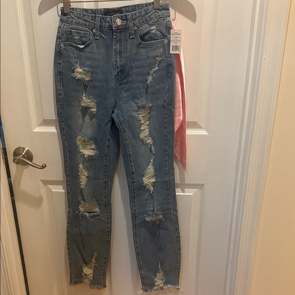 Juicy Couture Ripped Blue Ankle Jeans